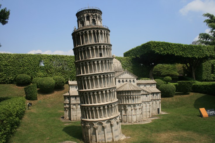 Miniature version of the leaning tower of Pisa