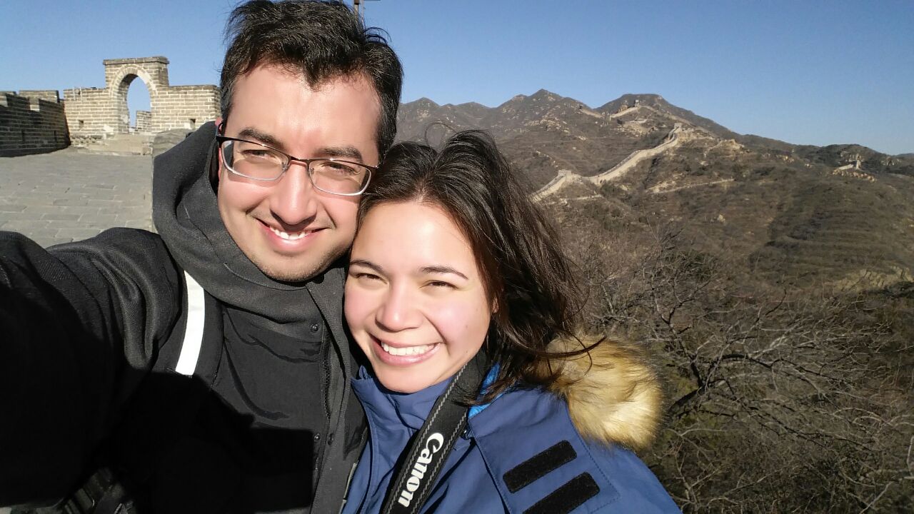 A and J in Beijing at the Great Wall, China, January 2015