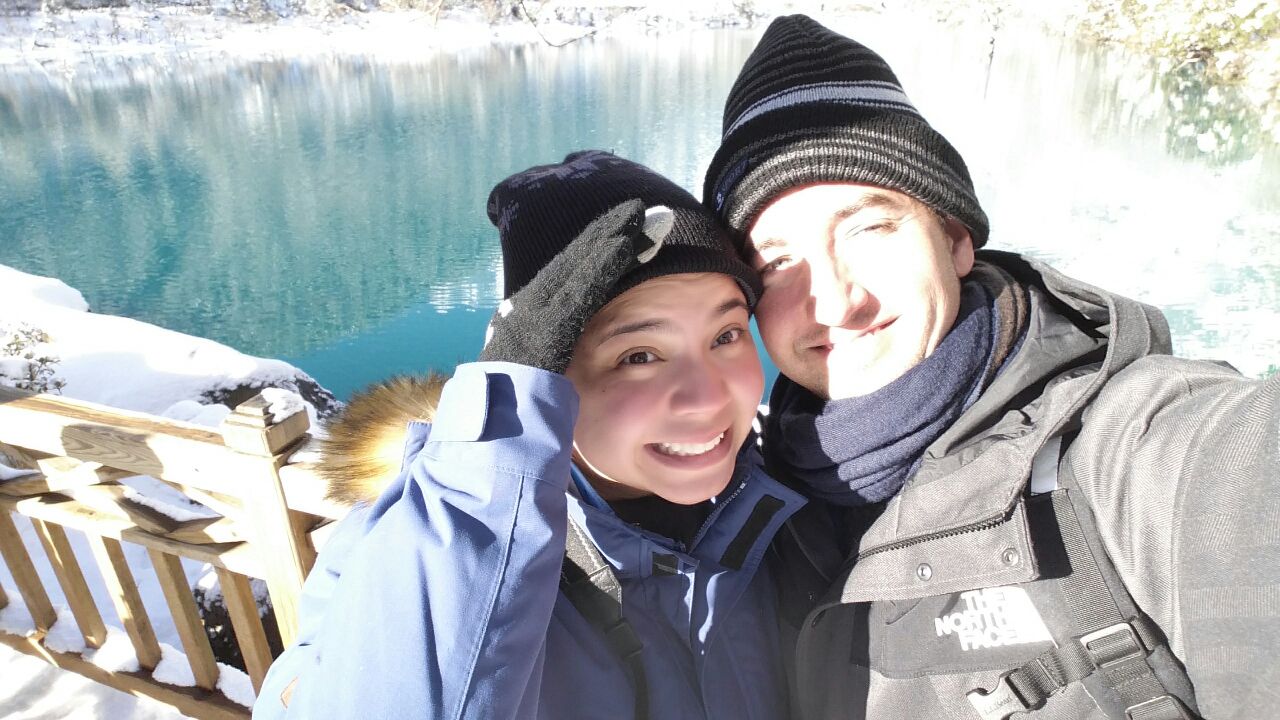 A and J in Lijiang at Diamon Lake, China,  January 2015